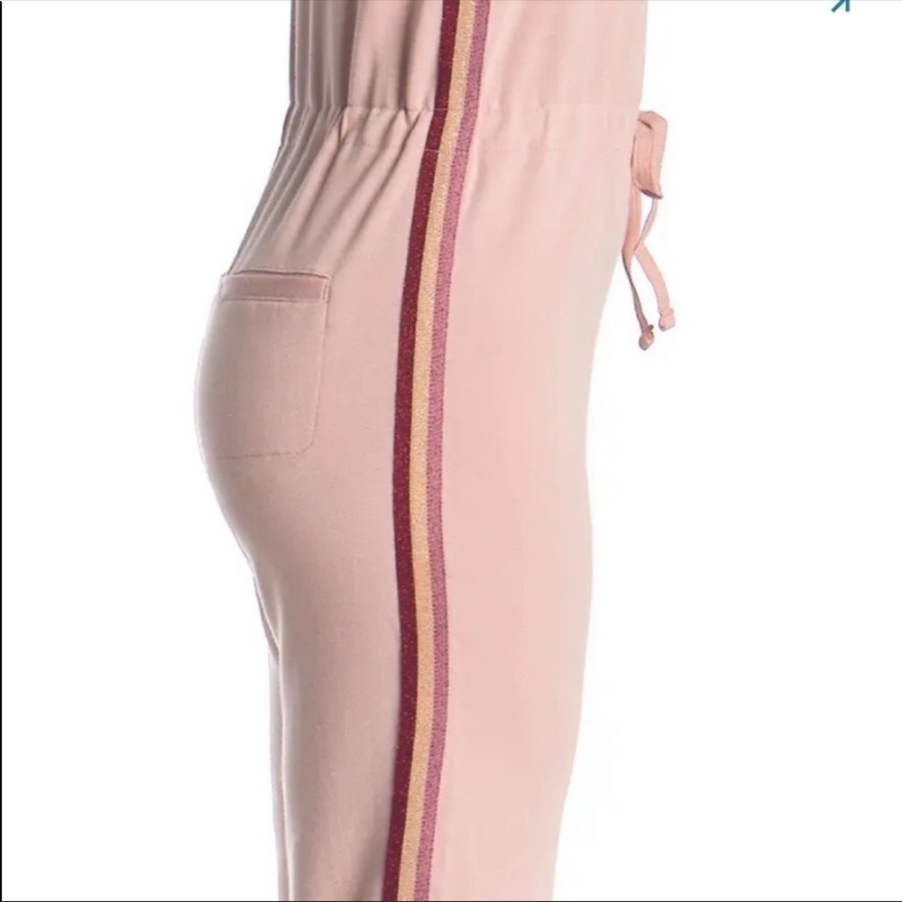 David Lerner x Revolve Pink Tie Waist Metallic Stripe Jumpsuit Size S - Picture 5 of 13